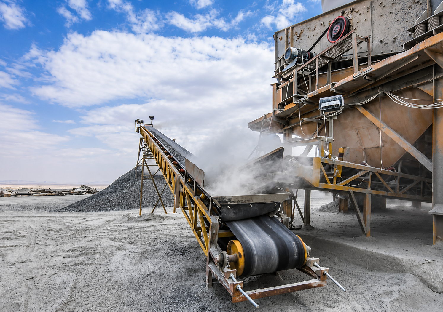 Open conveyor with dust and spillage